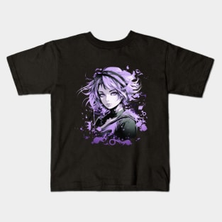 Anime Manga inspired Purple beautiful Girl Kids T-Shirt